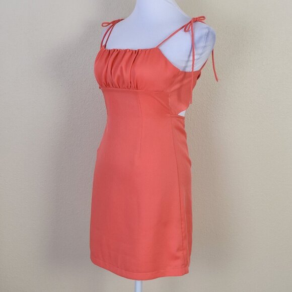 Hello Molly Tie Back Coral Mini Dress - XS - Picture 6 of 10
